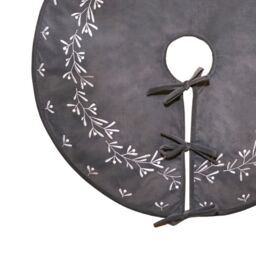Ivyline Slate Velvet Mistletoe Tree Skirt D80cm in Grey - thumbnail 3
