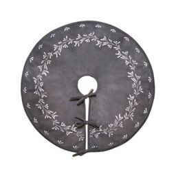 Ivyline Slate Velvet Mistletoe Tree Skirt D80cm in Grey - thumbnail 2