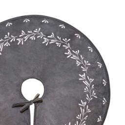 Ivyline Slate Velvet Mistletoe Tree Skirt D80cm in Grey - thumbnail 4