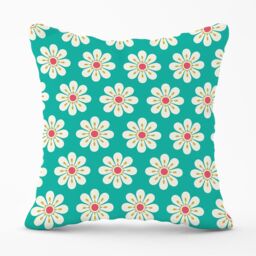 Warren Reed - Designer Daisy Pattern Outdoor Cushion in Green - Size: 60 cm x 60 cm - thumbnail 1