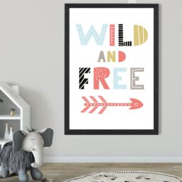 ARTZE Wild & Free Scandi Quote Framed Print SIZE: A2 with Black Frame in Pale Blue - Size: A4 - thumbnail 2