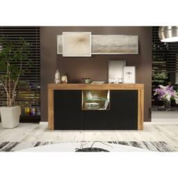 Mex Furniture LTD Sideboard Aurora 145cm - Dark Oak & Black Matt Doors & LED Lights - thumbnail 5