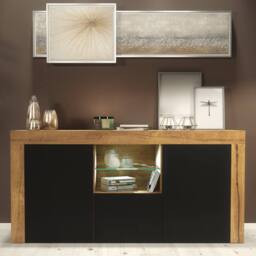 Mex Furniture LTD Sideboard Aurora 145cm - Dark Oak & Black Matt Doors & LED Lights - thumbnail 4
