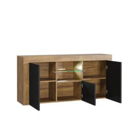Mex Furniture LTD Sideboard Aurora 145cm - Dark Oak & Black Matt Doors & LED Lights - thumbnail 8