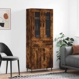 Berkfield Home Highboard Smoked Oak 69.5x34x180 cm Engineered Wood in Brown - thumbnail 2