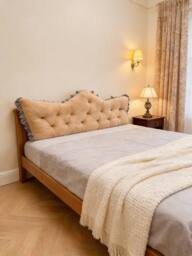 Living and Home Crown-Shaped Ruffled Bed Headboard Pillow in Camel - Size: Small - thumbnail 1