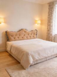 Living and Home Crown-Shaped Ruffled Bed Headboard Pillow in Camel - Size: Small - thumbnail 3