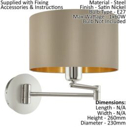 Loops Ceiling Pendant Light & 2x Matching Wall Lights Taupe & Gold Large Linear Shade - thumbnail 3