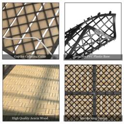 Gymax 10 PCS Wooden Tiles Cuttable 30cm x 30cm Interlocking Floor Deck Tile in Light Khaki - Size: 10 Pack - thumbnail 6