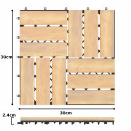 Gymax 10 PCS Wooden Tiles Cuttable 30cm x 30cm Interlocking Floor Deck Tile in Light Khaki - Size: 10 Pack - thumbnail 4