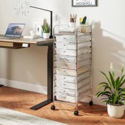Gymax Art Craft Organizer With 10 Drawer Rolling Utility Cart Multipurpose in Silver - thumbnail 3