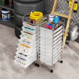 Gymax Art Craft Organizer With 10 Drawer Rolling Utility Cart Multipurpose in Silver - thumbnail 6