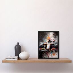 Artery8 Race Car Grand Prix Multicoloured Modern Artwork Framed Wall Art Print A4 in Black - thumbnail 2