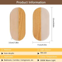 COMELY 7W Wooden Indoor Wall Lights, Modern Acrylic Wall Lights Design in Walnut - thumbnail 6