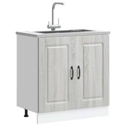 Berkfield Home Sink Base Cabinet Kalmar Grey Sonoma 80x46x81.5 cm Engineered Wood - thumbnail 2