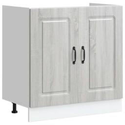 Berkfield Home Sink Base Cabinet Kalmar Grey Sonoma 80x46x81.5 cm Engineered Wood - thumbnail 3