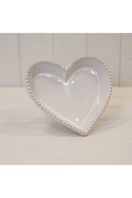 KDMD Natural Ceramic Heart Shaped Plate with Bobble Rim Large - image 1