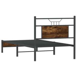 Berkfield Home Decorative Bed Frame without Mattress Smoked Oak 90x200 cm Engine in Brown - thumbnail 8