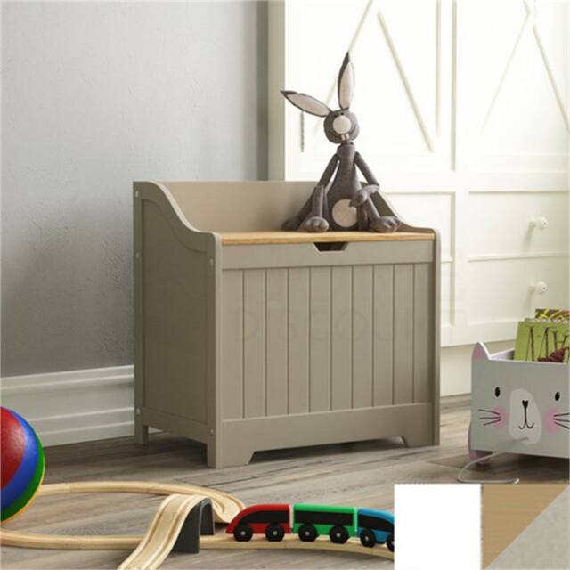Kelvenix Grey Wooden Toy Storage Box, Toys Childrens Nursery Bedroom Chest - image 1