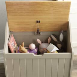 Kelvenix Grey Wooden Toy Storage Box, Toys Childrens Nursery Bedroom Chest - thumbnail 4