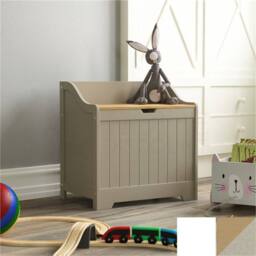 Kelvenix Grey Wooden Toy Storage Box, Toys Childrens Nursery Bedroom Chest - thumbnail 1