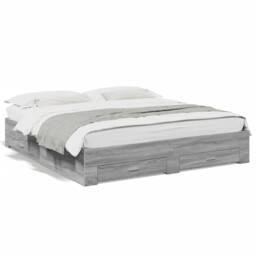 Berkfield Home Modern Bed Frame w/Drawers Frame Grey Sonoma 180x200 cm Super King - thumbnail 3
