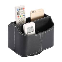 FLAVORA PU Leather Remote Control Holder in Black - Size: 500mm - thumbnail 1