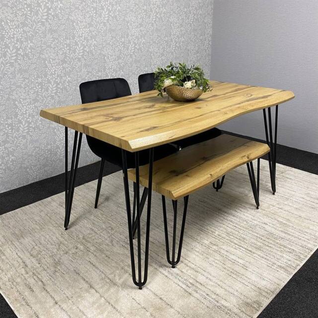 KOSY KOALA Modern Dining Table Set With 2 Black Velvet Chairs & Bench Dining Room Furniture in Brown - image 1