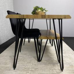 KOSY KOALA Modern Dining Table Set With 2 Black Velvet Chairs & Bench Dining Room Furniture in Brown - thumbnail 4