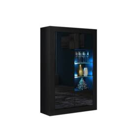 Mex Furniture LTD Display Cabinet Arcadia 140cm - Black with Gloss Doors & LED Lights - thumbnail 3