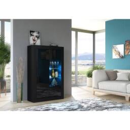 Mex Furniture LTD Display Cabinet Arcadia 140cm - Black with Gloss Doors & LED Lights - thumbnail 2