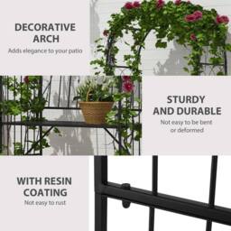 OUTSUNNY Garden Arch Bench Outdoor Patio Trellis Arbor for Climbing Plant in Black - thumbnail 6