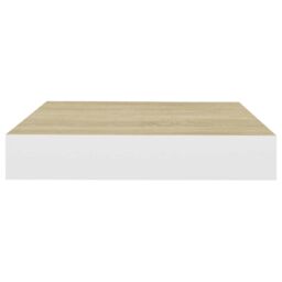 Berkfield Home Floating Wall Shelves 2 pcs Oak & White 23x23.5x3.8 cm MDF in Brown - thumbnail 5
