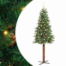 Berkfield Home Slim Christmas Tree Green 210 cm PVC & Solid Pine wood - thumbnail 2