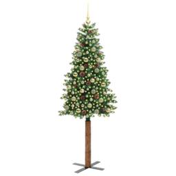 Berkfield Home Slim Christmas Tree Green 210 cm PVC & Solid Pine wood - thumbnail 3