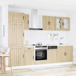 Berkfield Home 8 Piece Kitchen Cabinet Set Kalmar Sonoma Oak Engineered Wood in Light Brown - thumbnail 3