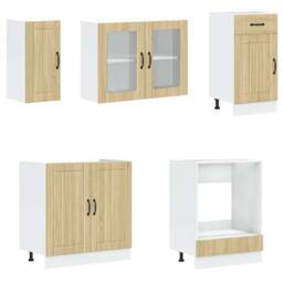 Berkfield Home 8 Piece Kitchen Cabinet Set Kalmar Sonoma Oak Engineered Wood in Light Brown - thumbnail 4