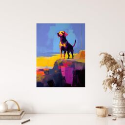 "Wee Blue Coo Wall Art Print Sunset Strolls of a Labrador Vibrant Portrait in Abstract Coastal Landscape Oil Painting Poster - Size: W18"" x H24""" - thumbnail 4