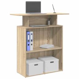 Berkfield Home Reception Desk Sonoma Oak 100x40x104 cm Engineered Wood in Light Tan - Size: 100 x 40 x 104 cm - thumbnail 2