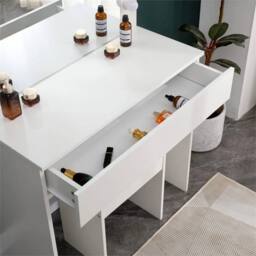 Havendro Dressing Table with LED Mirror Makeup Desk White in Warm White - Size: 140 cm x 80 cm - thumbnail 7