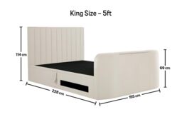 Time4sleep Onelife Natural Velvet Upholstered TV Ottoman - Bed Frame in Beige - Size: Double - thumbnail 5
