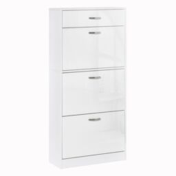 HOMCOM Shoe Cabinet with 4 Drawers Storage Cupboard with Flip Doors for 18 Pairs in White - thumbnail 2