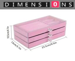 Modcraft Women's Pink Jewellery Box with 3 Drawers for Earrings Bracelets Rings - thumbnail 3
