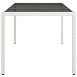 Berkfield Home Garden Table 150x90x75 cm Tempered Glass & Poly Rattan White - Size: 150 x 90 x 75 cm - thumbnail 4