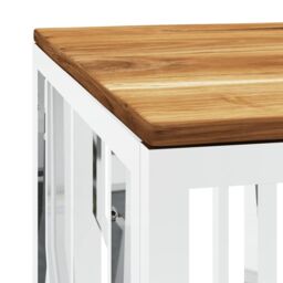 Berkfield Home Coffee Table Silver Stainless Steel & Solid Wood Acacia - thumbnail 5
