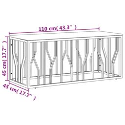 Berkfield Home Coffee Table Silver Stainless Steel & Solid Wood Acacia - thumbnail 6