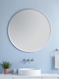 Showerdrape Fitzrovia Round Wall Mounted Frameless Bevelled Edge Bathroom Mirror 45 x 45cm in Silver - Size: Small - thumbnail 1