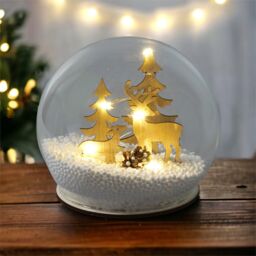Netagon Light Up Christmas Snow Globe with Reindeers in White - thumbnail 3