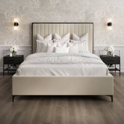 Lemon Pavilion Furniture Berkeley Super King Size Bed Frame (Pack of 2) - Velvet/Metal in Beige - thumbnail 5