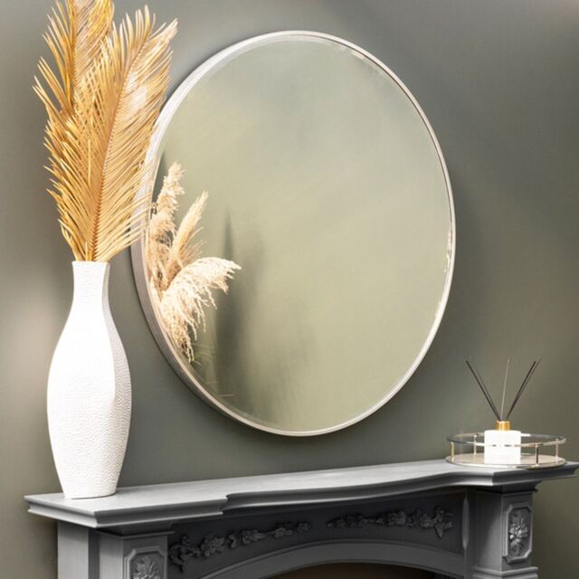 Madison & Mayfair 80CM Round Wall Mirror with a Silver Frame - image 1